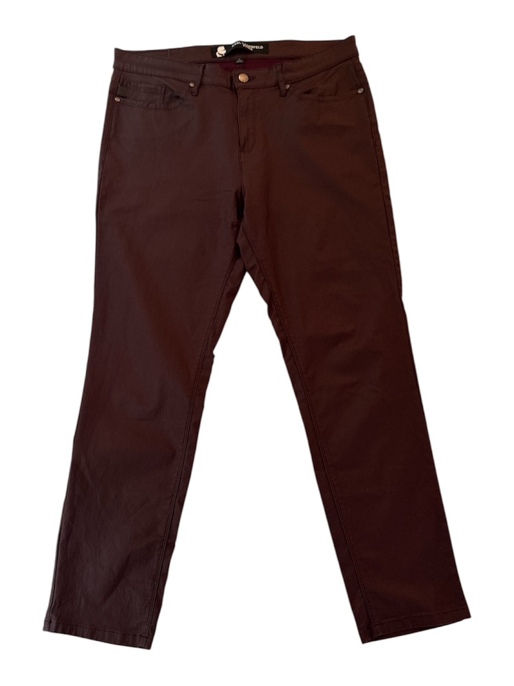 Karl Lagerfeld Paris Burgundy Faux Leather Skinny Pants Size 16